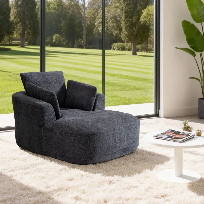 Softy Soft-Touch Fabric Armchair, in Grey, with Compressed Foam and Included Cushions